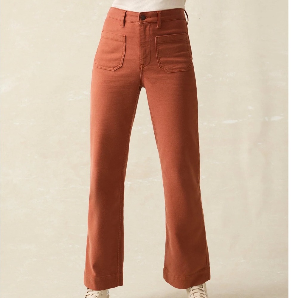 Faherty Women's Stretch Terry Patch Pocket Pant Russet Orange Size 25 Wide Leg